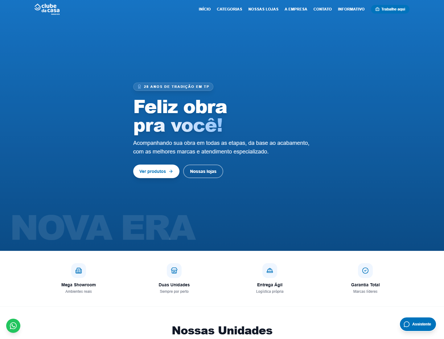 Página inicial do site Clube da Casa Nova Era